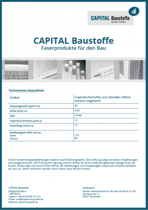 Fugendeckenstreifen aus Glasvlies