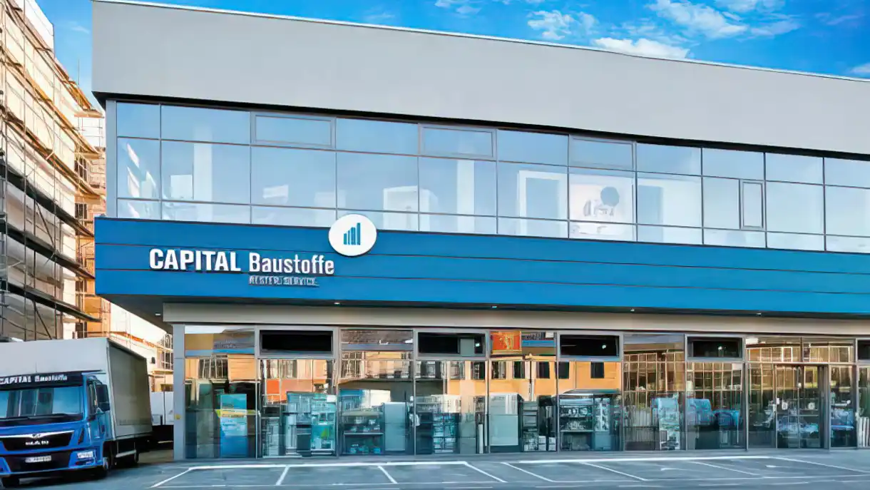 Eckblick von außen auf den CAPITAL Baustoffe Fachmarkt
